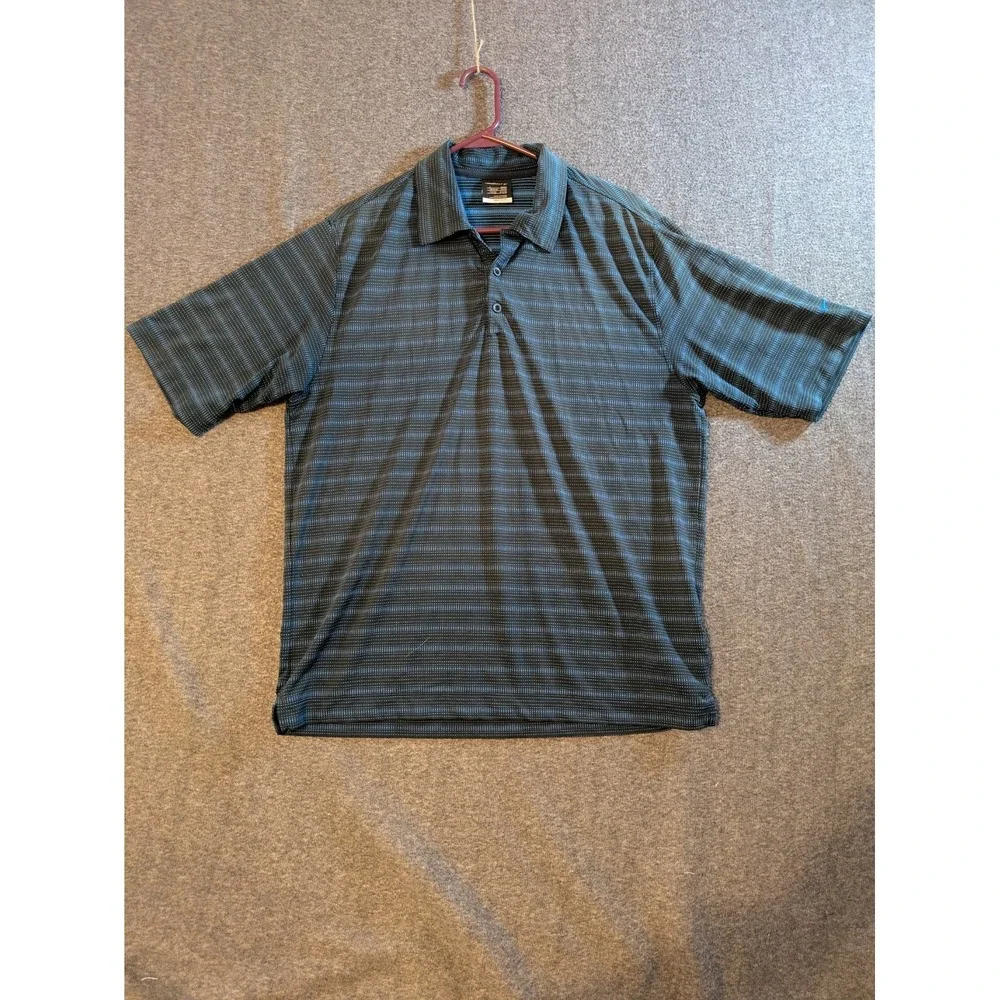 Nike Shirt Men's Golf Polo Dri Fit Blue‎ Stripe Collared Logo Size Large